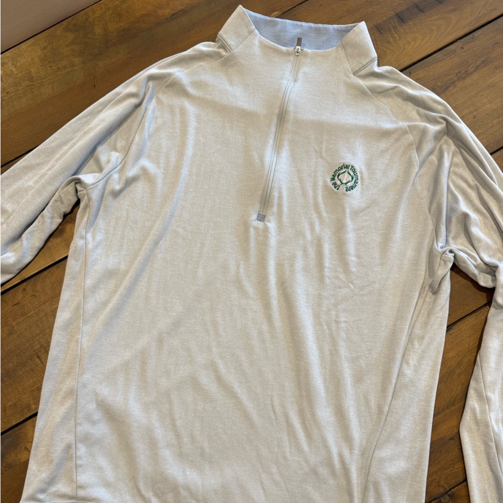 Peter Millar Memorial Tournament Gray Quarter-Zip with Green Embroidery